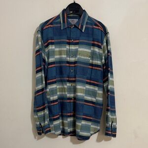 The Territory Ahead Blue Green Flannel Button Down Shirt size M Casual Southwest